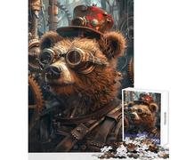 Rompecabezas de 1000 Piezas para Adultos Steampunk Oso Animal Juguete Educativo Grandes Regalos y Juguetes Juego Educativo Lista de Deseos con Papá Noel tamaño 50x75cm