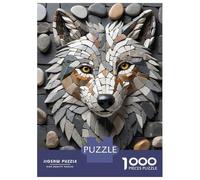 Rompecabezas De 1000 Piezas para Adultos Stone Mosaic Wolf Head Art Rompecabezas para Adultos Juego Familiar Decoración De Pared Gran Regalo para Jugar 38x26cm/1000pcs