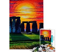 Rompecabezas de 1000 Piezas para Adultos Stonehenge al Atardecer Ideal para cumpleaños Navidad diversión Familiar y como Juguete antiestrés para Mayores de 14 años 50x75cm