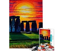 Rompecabezas de 1000 Piezas para Adultos Stonehenge al Atardecer Ideal para cumpleaños Navidad y para divertirse en Familia Juguete antiestrés para Mayores de 14 años 38x26cm