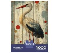 Rompecabezas De 1000 Piezas para Adultos Stork on Weathered Wood Rustic Stork Decor Rompecabezas para Adultos Juegos Relajantes El Montaje De Patrones 70x50cm/1000pcs