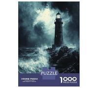 Rompecabezas De 1000 Piezas para Adultos Stormy Lighthouse at Night - Charcoal Art Rompecabezas para Adultos Juegos Divertidos Pero Divertidos Y Humorísticos Desafiantes De Completar 38x26cm/1000pcs