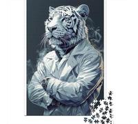 Rompecabezas De 1000 Piezas para Adultos Stylish White Tiger Art Print Rompecabezas para Adultos Juegos Familiares Decoración Desafiante De Completar 38x26cm/1000pcs