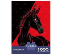 Rompecabezas De 1000 Piezas para Adultos Stylized Black Donkey with Red Background Rompecabezas para Adultos Juego De Ingenio Decoración Perfecta Regalos De Cumpleaños Y Únicos 70x50cm/1000pcs