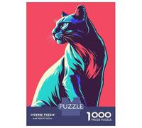 Rompecabezas De 1000 Piezas para Adultos Stylized Cat Portrait with Bold Colors Rompecabezas para Adultos Juego De Ingenio Desafío Difícil Desafiante De Completar 52x38cm/1000pcs