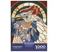 Rompecabezas De 1000 Piezas para Adultos Stylized Eagle Stained Glass Art Rompecabezas para Adultos Juegos Familiares Regalo De Cumpleaños Cumpleaños Y Navidad 70x50cm/1000pcs