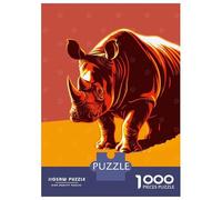 Rompecabezas De 1000 Piezas para Adultos Stylized Rhinoceros Illustration Rompecabezas Juguetes Antiestrés Decoración del Hogar Difícil Y Desafiante 70x50cm/1000pcs