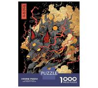 Rompecabezas De 1000 Piezas Para Adultos Stylized Wolf Illustration with Japanese Elements Rompecabezas Para Adultos Juegos Relajantes Difícil Oferta Difícil Como Regalo Para Toda La Familia 52x38cm/1