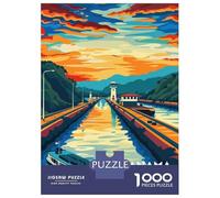 Rompecabezas De 1000 Piezas para Adultos Sunset at Panama Canal Rompecabezas para Adultos Juegos Relajantes El Montaje De Patrones 52x38cm/1000pcs