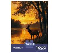 Rompecabezas De 1000 Piezas para Adultos Sunset Deer Rompecabezas para Adolescentes Juego Práctico Desafío Difícil Regalo De Cumpleaños, Regalos, 70x50cm/1000pcs
