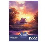 Rompecabezas De 1000 Piezas para Adultos Sunset House by The River Rompecabezas para Adultos Juguetes DIY Una Obra De Arte Regalo De Cumpleaños, Regalos, 70x50cm/1000pcs