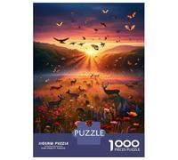 Rompecabezas De 1000 Piezas para Adultos Sunset Meadow with Deer Rompecabezas para Adultos Juguete Decoración De Pared Regalos para Mujeres Desafiante De Completar 38x26cm/1000pcs