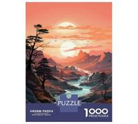 Rompecabezas De 1000 Piezas para Adultos Sunset Mountain River Landscape Rompecabezas para Adultos Juguetes Antiestrés Carrera De Velocidad Manual Interacción Entre Padres E Hijos 52x38cm/1000pcs