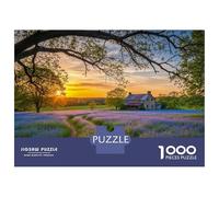 Rompecabezas De 1000 Piezas para Adultos Sunset Over A Field of Flowers Rompecabezas para Adultos Juegos Familiares Desafío Difícil para Cumpleaños, Navidad 38x26cm/1000pcs