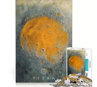 Rompecabezas de 1000 Piezas para Adultos Superficie de Titán cráter Saturno y Luna Juegos educativos Actividades Divertidas para Hacer en casa Lista de Deseos con Papá Noel 38x26cm