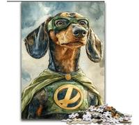 Rompecabezas de 1000 Piezas para Adultos Superman Dachshund Hecho de cartulina, Padres, Amantes, Amigos - Edad 14+ tamaño 38x26CM para Juego Interactivo Familiar