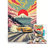Rompecabezas de 1000 Piezas para Adultos Supra Amarillo derrapando Cerca del Monte Fuji Juguete Educativo para la interacción Entre Padres e Hijos cumpleaños y Navidad 38x52cm