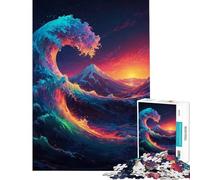 Rompecabezas de 1000 Piezas para Adultos Surf prismático Gran Ola Juego Educativo y desafiante Regalo de cumpleaños para Toda la Familia (tamaño 50x75cm)