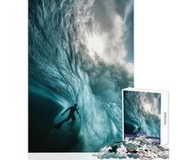Rompecabezas de 1000 Piezas para Adultos Surfista bajo una Ola Juguetes DIY Regalos para Mujeres y Hombres Juego Educativo con póster a Juego y Hoja de Trivia (tamaño 50x75cm)