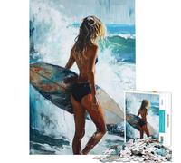 Rompecabezas de 1000 Piezas para Adultos Surfista Caminando con Tabla Ayuda a ejercitar el Cerebro Desafío difícil Juegos relajantes para Mayores de 14 años Juego de Rompecabezas Incluido (50x75cm)