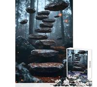 Rompecabezas de 1000 Piezas para Adultos surrealismo un Camino Forestal Conduce a una Escalera decoración del hogar Juguetes Obras de Arte Regalo Juego práctico desafiante para completar 50x75cm