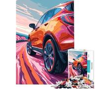 Rompecabezas de 1000 Piezas para Adultos SUV Rojo en Carretera sinuosa Juguete Educativo e Intelectual Divertido y Original Regalo de cumpleaños tamaño 75x50cm