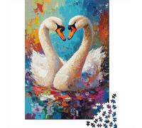 Rompecabezas De 1000 Piezas para Adultos Swan Love Heart Painting Rompecabezas para Adultos Juegos De Relajación Análisis Y Lógica Regalos para Amigos Y Familiares 52x38cm/1000pcs