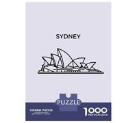 Rompecabezas De 1000 Piezas para Adultos Sydney Opera House Line Art Rompecabezas Juegos Divertidos para La Diversión Familiar Cumpleaños Y Navidad 52x38cm/1000pcs