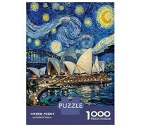 Rompecabezas De 1000 Piezas para Adultos Sydney Opera House Starry Night Painting Rompecabezas para Adultos Juegos Relajantes Desafío Difícil Reducción del Estrés Regalos 70x50cm/1000pcs