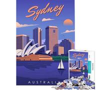 Rompecabezas de 1000 Piezas para Adultos Sydney Travel Poster City Juguetes adictivos para Cultivar la Paciencia Juego Familiar Antiestrés Regalo de cumpleaños (Tamaño 38x26cm)