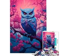 Rompecabezas de 1000 Piezas para Adultos Synthwave Owl Ayuda a ejercitar el Cerebro Alivia el estrés Juego Familiar para Mayores de 14 años 50x75cm