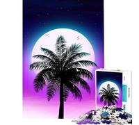 Rompecabezas de 1000 Piezas para Adultos Synthwave Palm Sunset desafío de Inteligencia Cerebral Juguetes adictivos Juegos relajantes Aprendizaje Regalo Educativo de cumpleaños (tamaño 38x52cm)