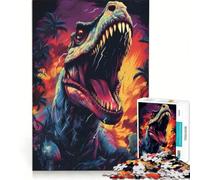 Rompecabezas de 1000 Piezas para Adultos T-Rex en la era jurásica Un Juego Imposible para Relajarse y ejercitar la Mente Ideal para Decorar el Escritorio 38x52cm