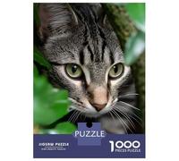 Rompecabezas De 1000 Piezas para Adultos Tabby Cat Peeking Through Greenery Rompecabezas Juegos Familiares Difícil Difícil Cumpleaños Y Navidad 38x26cm/1000pcs