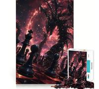 Rompecabezas de 1000 Piezas para Adultos,Tablero de ajedrez con Dragones,Juego de Habilidad Mental y precisión,Ideal para Momentos de Paz y diversión, (38x52cm)