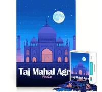 Rompecabezas de 1000 Piezas para Adultos Taj Mahal, Agra, India, Noche Decoración práctica y Divertida Juguete para ejercitar la Mente Regalo Ideal para divertirse en Navidad (50x75cm)