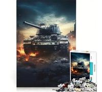 Rompecabezas de 1000 Piezas para Adultos Tanque Tiger Panzer Juguete antiestrés decoración póster y Hoja de Preguntas a Juego 50x75cm