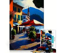 Rompecabezas de 1000 Piezas para Adultos Tarde en el Lago de como,Rompecabezas de lógica Divertido y fácil de Usar,Juego Casual,Escena navideña (50x75cm)