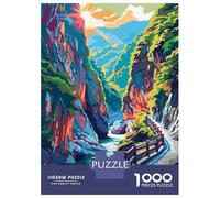 Rompecabezas De 1000 Piezas para Adultos Taroko National Park Taiwan Illustration Rompecabezas para Adultos Juegos De Relajación Una Obra De Arte Regalos para Amigos Y Familiares 38x26cm/1000pcs