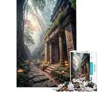 Rompecabezas de 1000 Piezas para Adultos Templo Antiguo en un Bosque brumoso Rompecabezas para Adultos Juegos relajantes Patrones de Montaje Regalos para Amigos y Familiares (tamaño 50x75cm)