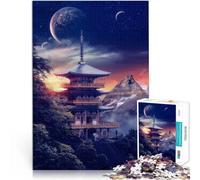 Rompecabezas de 1000 Piezas para Adultos Templo Celestial Japonés Hecho de Madera Apto para Mayores de 14 años. Juego práctico Regalos para Amigos y Familiares tamaño：50x75cm
