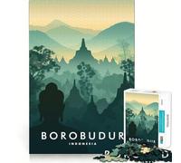 Rompecabezas de 1000 Piezas para Adultos,Templo de Borobudur,Indonesia,Bordes Finos,Manualidades,Juego Divertido para Pensar,Juego Relajante,Regalo de cumpleaños,Afición (38x26cm)