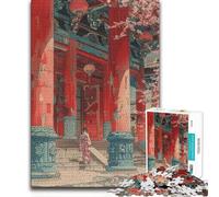 Rompecabezas de 1000 Piezas para Adultos, Templo de Geishas Sakura, Difícil, Difícil, Juegos Relajantes, Apto para Mayores de 14 años, 50x75cm