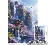 Rompecabezas de 1000 Piezas para Adultos Templo de la Flor de la Montaña Juego práctico para Mejorar la Memoria y Combatir el estrés Juguete para la interacción Entre Padres e Hijos (50x75cm)