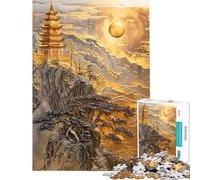 Rompecabezas de 1000 Piezas para Adultos Templo de la Montaña Majestuosidad Rompecabezas para Adultos Juegos Familiares desafío difícil cumpleaños y Navidad (tamaño 50x75cm)
