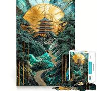 Rompecabezas de 1000 Piezas para Adultos Templo del Bosque de Bambú,Arte de Corte Afilado,Juguete Creativo para Desarrollar Habilidades,Juego para Pasar el Tiempo,Regalo Navideño para la Relajación