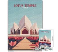 Rompecabezas de 1000 Piezas para Adultos, Templo del Loto, India, Relájese en su Tiempo Libre, Corte Limpio, Juguete Entrelazado sin Costuras, Tamaño 38x52cm