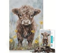 Rompecabezas de 1000 Piezas para Adultos Ternero Entre Flores Silvestres Juego de ingenio para divertirse Regalo Ideal para el Tiempo Libre en Navidad (50x75cm)