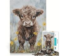 Rompecabezas de 1000 Piezas para Adultos Ternero Entre Flores Silvestres Juego de lógica de Ajuste Juguete Divertido Juego de Regalo de cumpleaños (38x52cm)