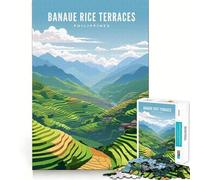 Rompecabezas de 1000 Piezas para Adultos Terrazas de arroz de Banaue,Juego de Bordes, Juego cognitivo,Regalo,Juego de Ocio,Actividad de cumpleaños (38x52cm)
